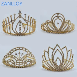 ZANLLOY Large Gold Color Bridal Tiara Rhinestone Crown Female Wedding Hair Accessories Princess Party Jewelry Gifts