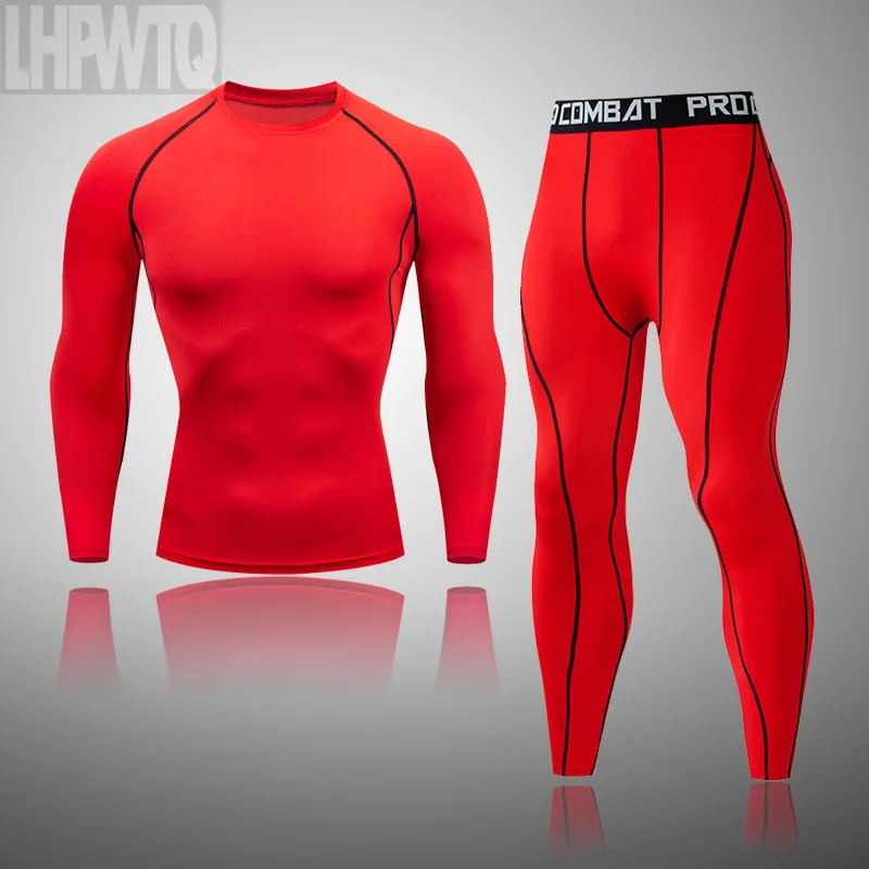 Men Sports Ski Thermal Underwear Set Men's Motorcycle Skiing Winter Warm Base Layers Tight Long Johns Tops & Pants Set