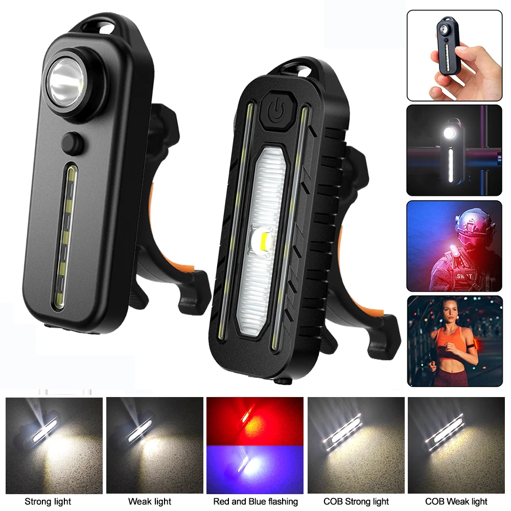 

Mini USB Red Blue Bike Rear Lamp Police Light Night Running Shoulder Clip Safety Warning Lamp Cycling Taillight Helmet Light