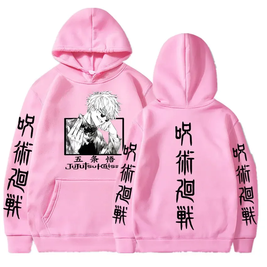 Anime Jujutsu Kaisen Gojo Satoru Hoodies Casual Loose Pullover  Men\'s Long Sleeve Oversized Hoodie Streetwear Hooded Sweatshirt