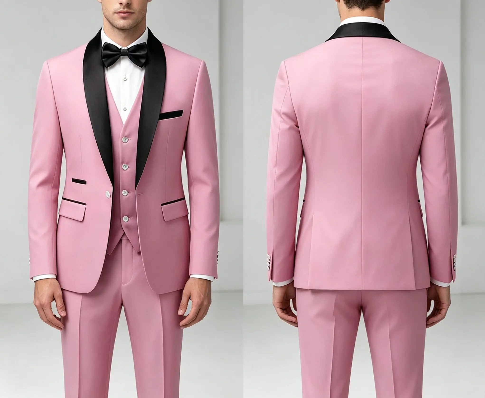 Traje de 3 Piezas para Hombre con Chaleco y Pantalones Largos, Corte Simple, Estilo Chal, para Bodas, Banquetes, Fiestas y Eventos de Negocios
