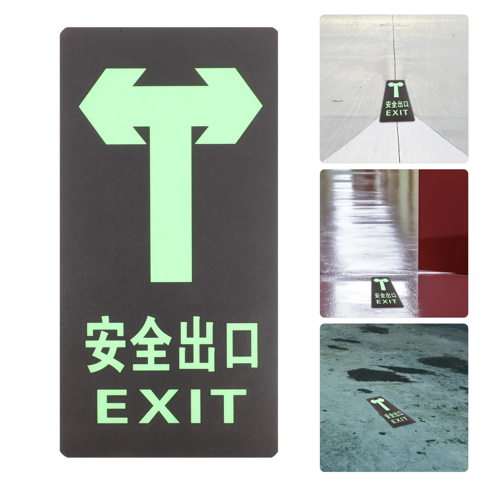 10pcs PVC Luminous Safety Exit Sign Sticker Fire Luminous Safety Exit Floor Sticker Self-Luminous Sticker Exit Sign Stickers