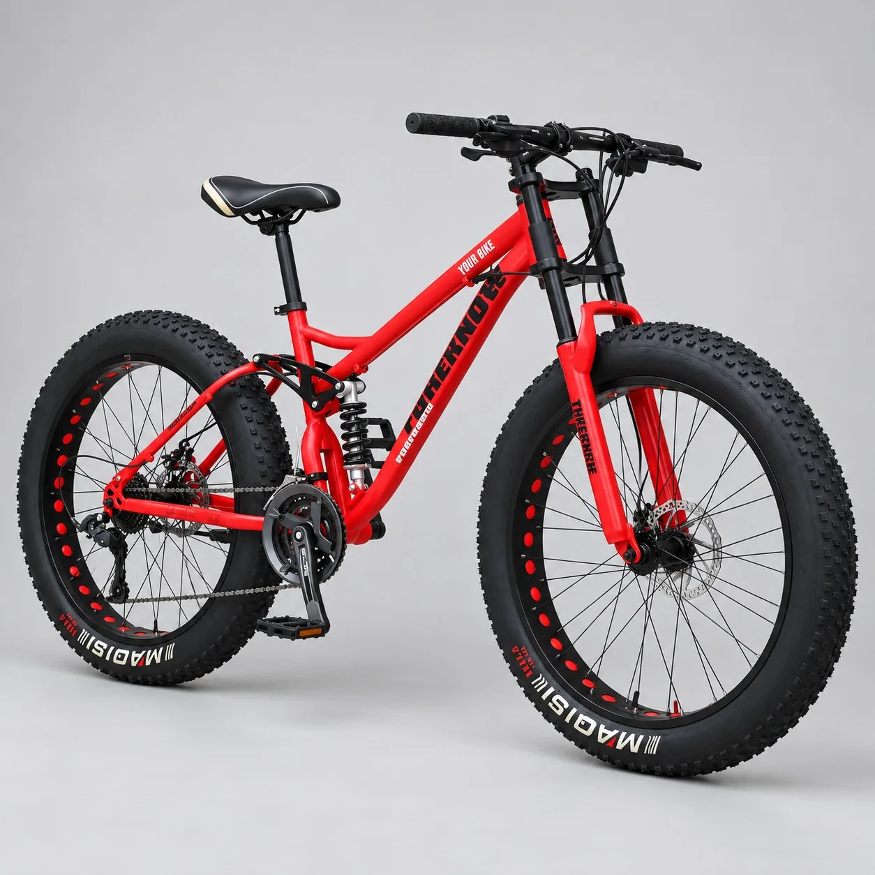 24 Inch Red Spoke Wheel Mountain Bike Shock Absorption Adult Bicycle