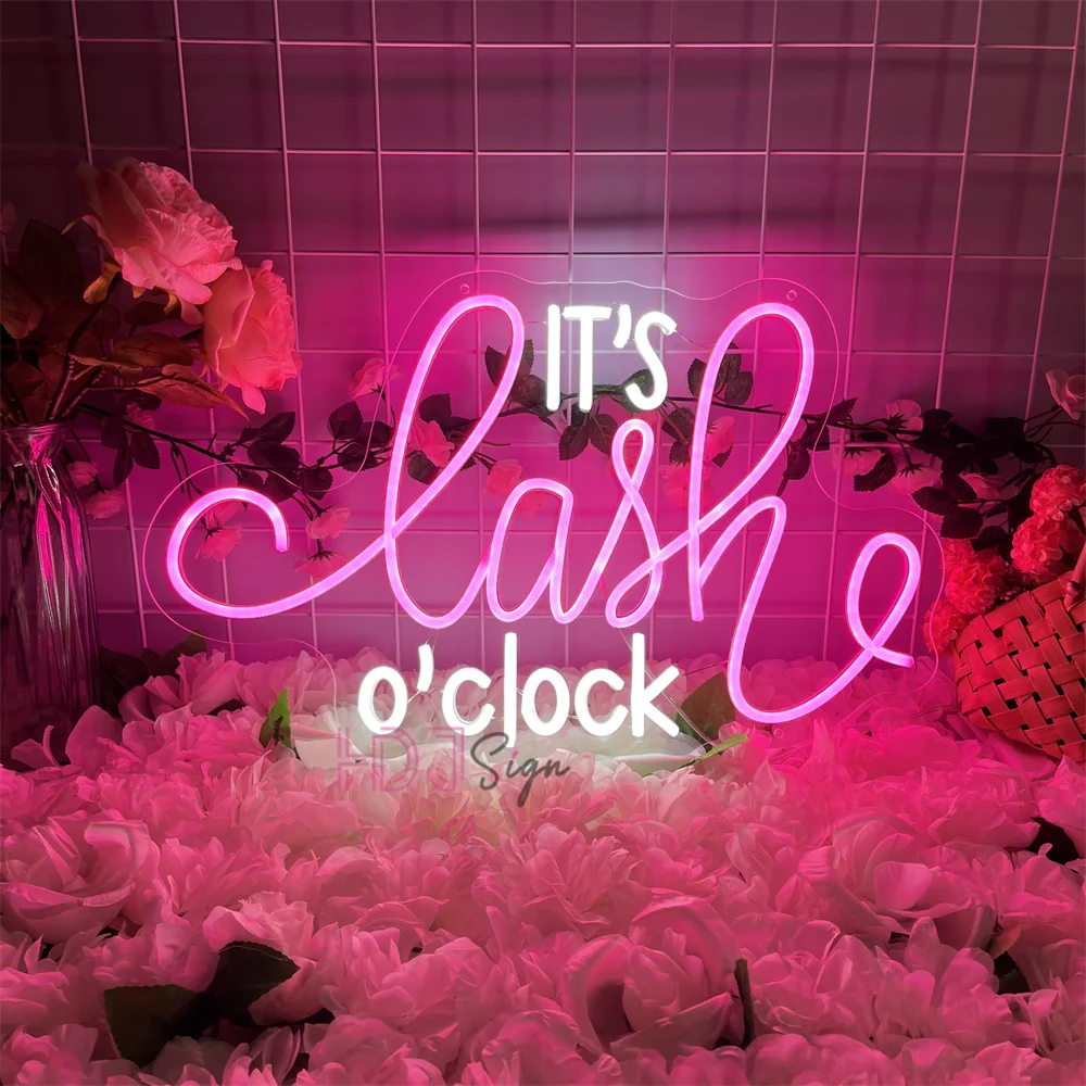 It's Lash O' Clock Neon Sign for Led Wall Decor Lashes Salon Beauty Room Decor Neon Lights LED Lash Shop Signs Commercial Lamps