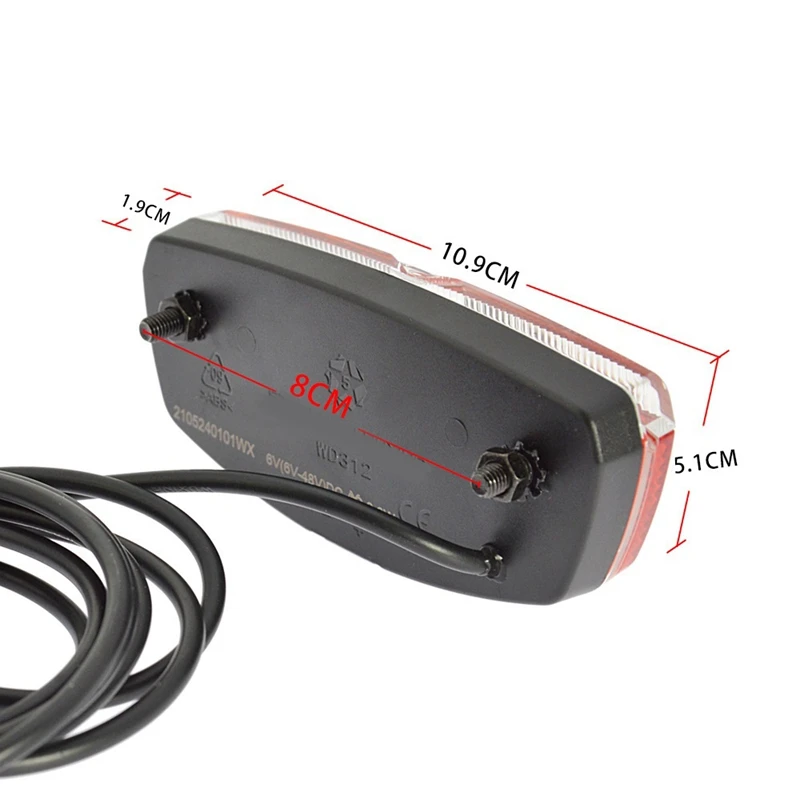 1PCS Ebike Tail Light Electric Bike Tail Light Input 6V-48V LED Light With Bicycle Reflector Plastic+Metal image 6