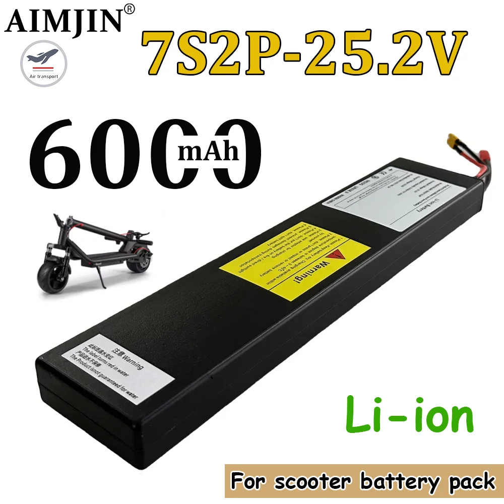 

7S2P 25.2V 6000mAh Electric Scooter Rechargeable Battery 18650 Li-ion Battery Pack 151.2Wh Built in BMS Safe and durable
