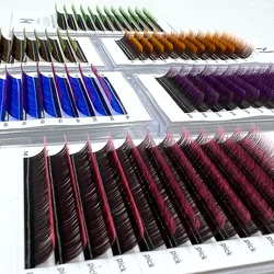 New Gradient Red Green Blue Purple Color Eyelash Extension Individual Faux Mink Ombre False Eye Colored Lashes Makeup Tool