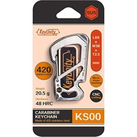 KeyUnity KS00 Carabiner Clip Multitool Stainless Steel 7 Tools in 1, Quick Release Clasp