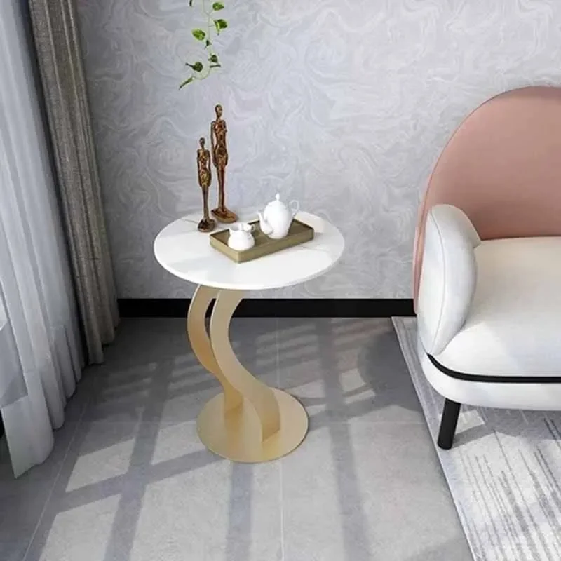 

Minimalist Magazine Side Table Bedroom Organizer Aesthetic Round Coffee Table Iron Gold Legs Muebles De La Sala Home Furniture
