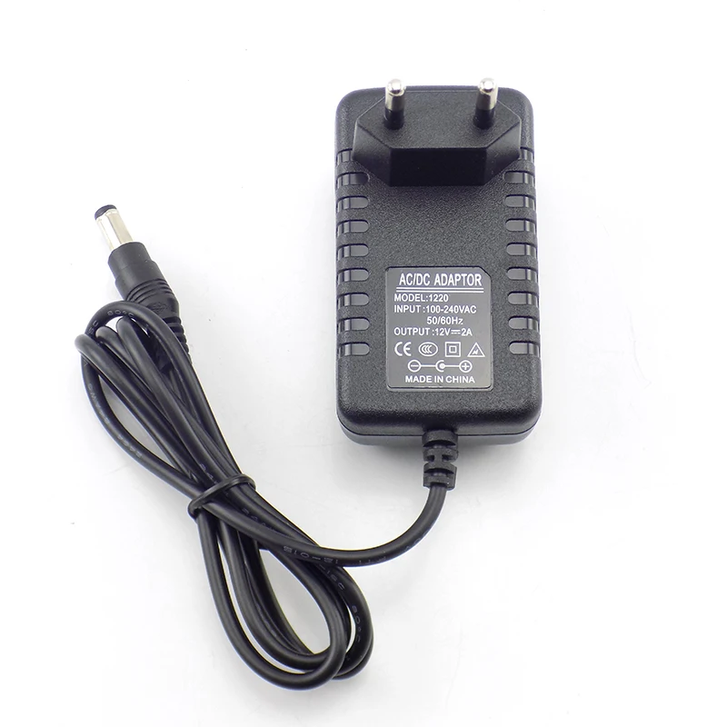 Adapter DC Plug AC ke DC Power Supply Adapter 12V 2A 100-240V Charger Adapter untuk CCTV LED Strip lampu US EU AU UK Plug