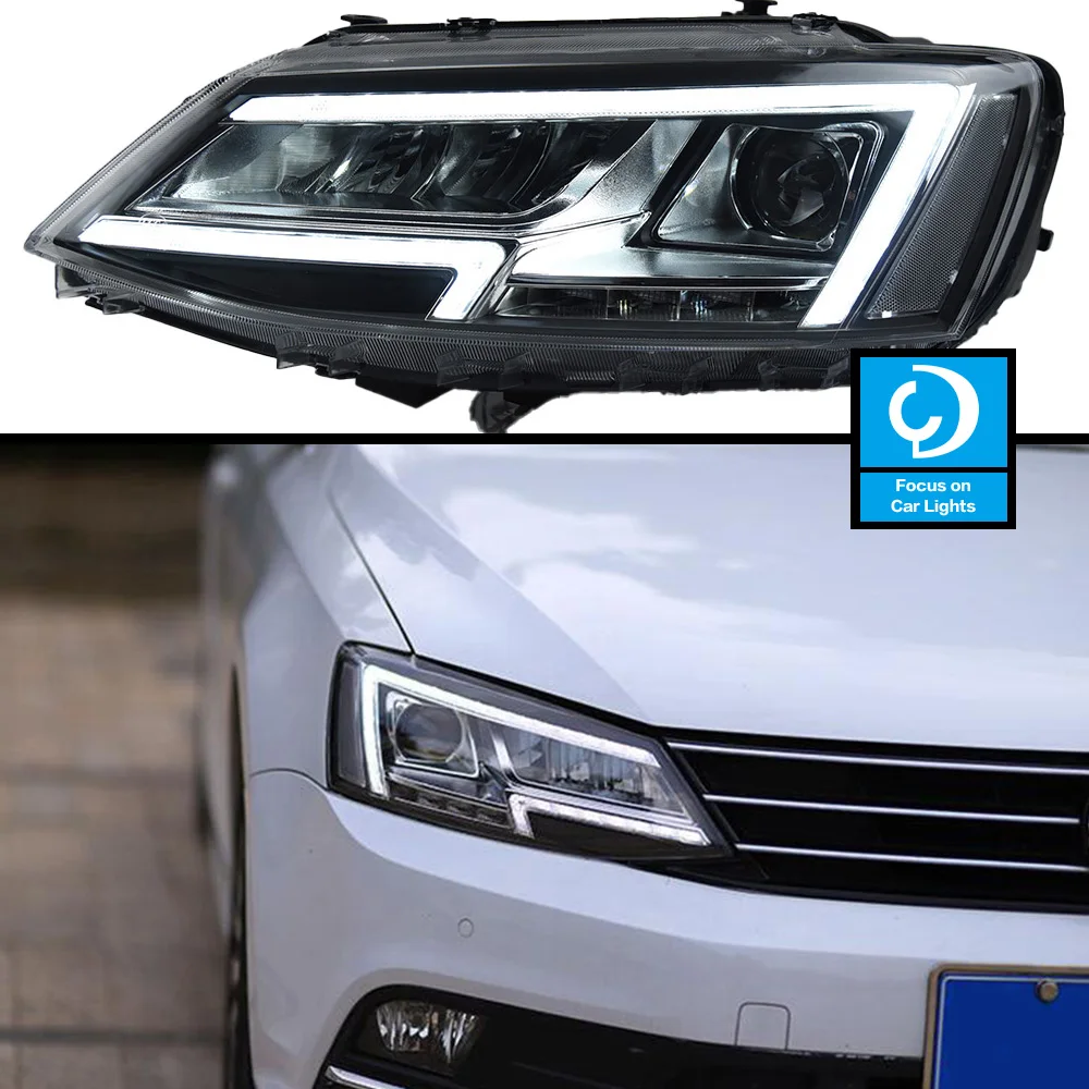 Samochód przedni reflektor dla Jetta MK6 2012-2018 MK7 lampa czołowa LED stylizacji dynamiczny kierunkowskaz akcesoria samochodowe 2 sztuk