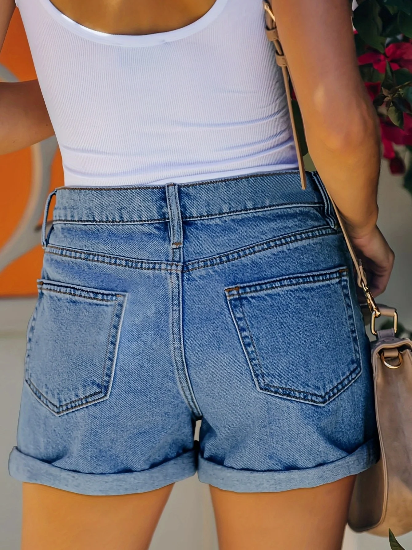 Short en jean grande taille pour femme, short en jean enroulé taille haute en détresse, short en jean extensible pour le printemps/été