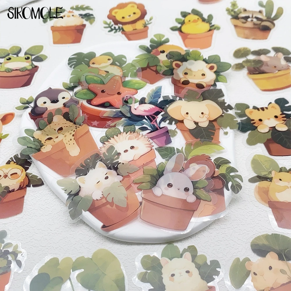 50 pezzi simpatico animale pianta in vaso adesivi graffiti trasparenti libro INS diario fai da te conti decorativi laptop skateboard adesivo