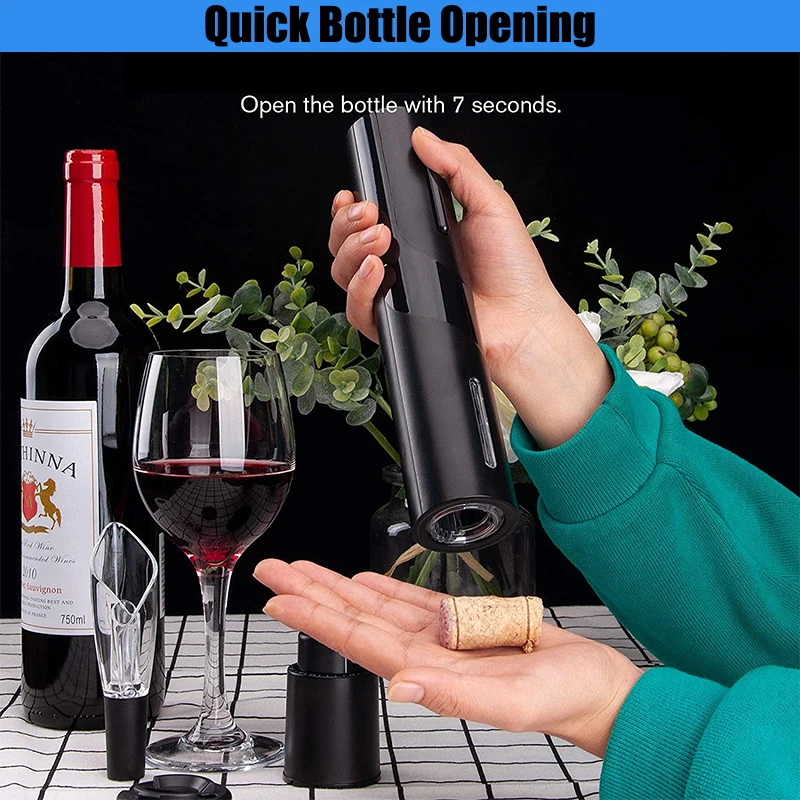 Electric Wine Bottle Opener Automatic Rechargeable Red Wine Corkscrew  or Battery Powered Wine Opener Tools Kitchen Bar Products