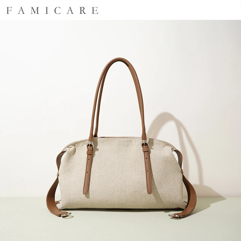 

Осень-зима, корейская минималистичная льняная сумка-тоут с подушкой, шикарная ручная сумка на плечо, женская повседневная универсальная модная сумка для поездок на работу