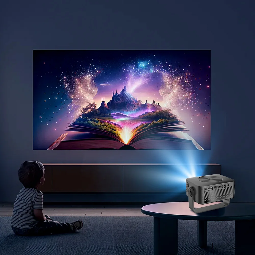 جهاز عرض واي فاي صغير محمول مع دعم عالي الدقة ، مرآة لاسلكية ، مكبر صوت مدمج ، مسرح منزلي #2