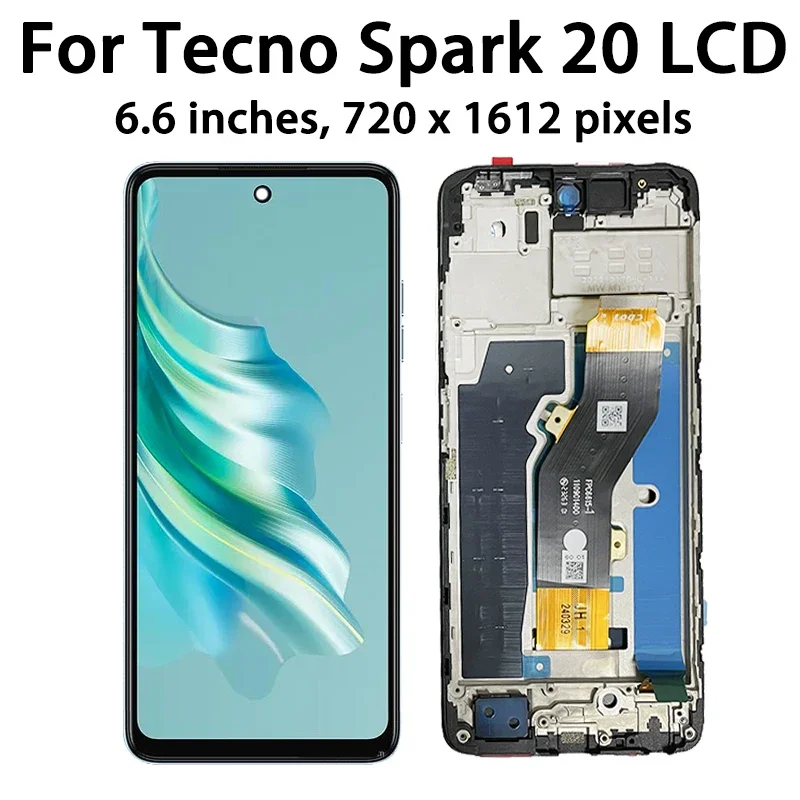 100% Tested For Infinix Tecno Spark 20 Pro KJ6 LCD Display Spark 20C BG7 LCD Screen Touch Panel Digitizer For Tecno Spark 20 KJ5