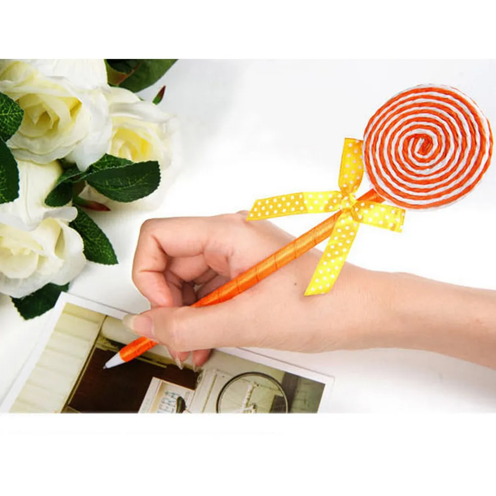 10Pcs Lollipop Shaped Ballpoint Pens Bright Colorful Kids Writing Tools Perfect for Classroom Rewards Birthday Gifts Promotional