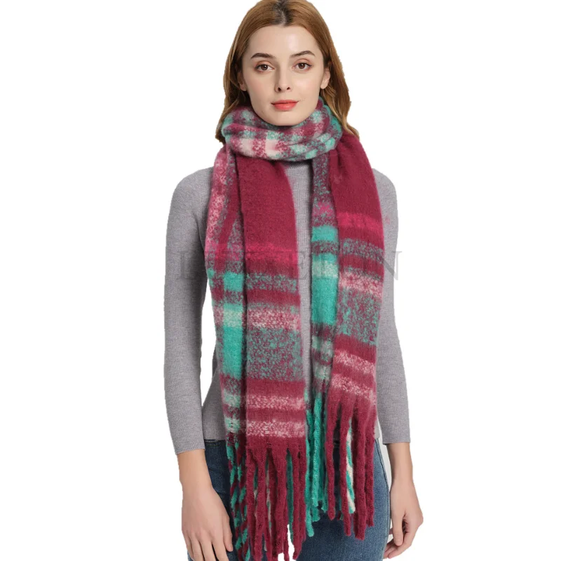 Women Winter Scarf Cashmere Warm Pashmina Rainbow Foulard Female Scarves Wraps Thick Hijab Soft Bufanda Tassels Shawl Long Stole