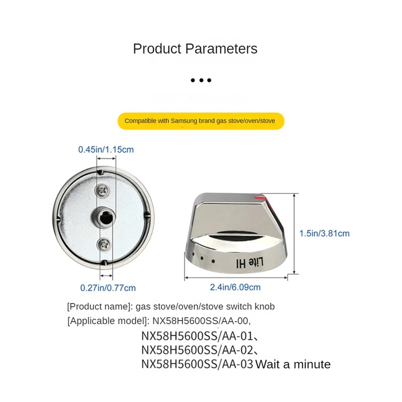 2 pçs DG64-00473A fogão forno botões superior queimador controle dial botão para samsung nx58h5600ss nx58h5650ws acessórios de substituição