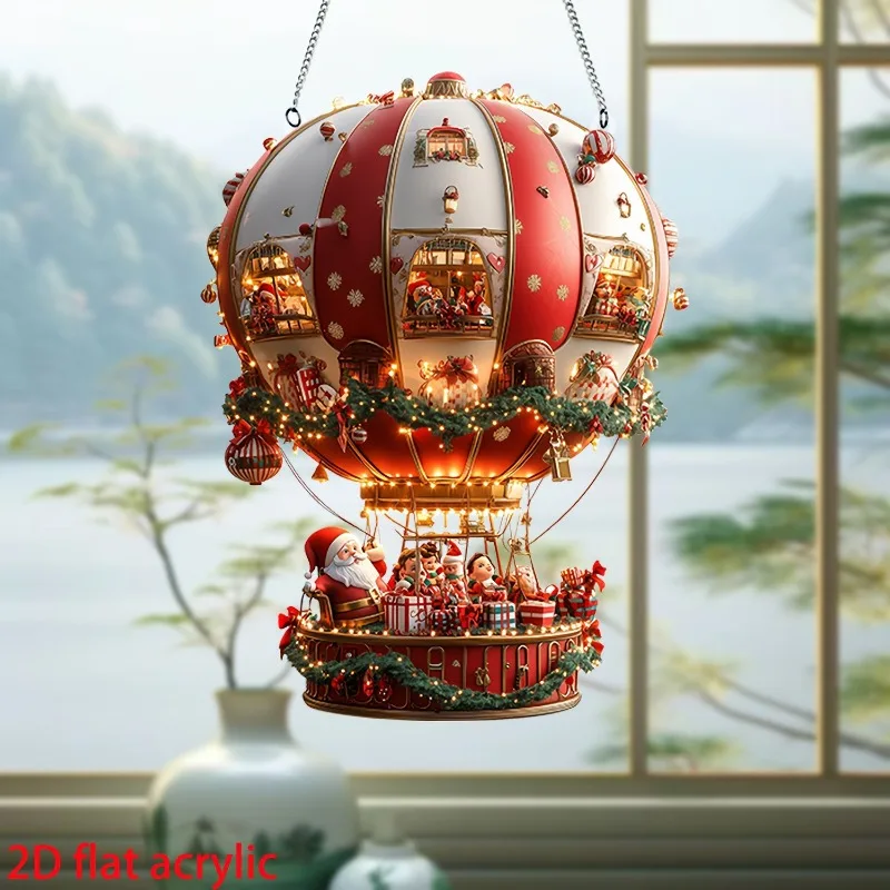 بالون عيد الميلاد الحلي 2D شقة الاكريليك منطاد الهواء الساخن الزجاج زخرفة لعيد الميلاد يوم كبير الديكور EnteRieur #2