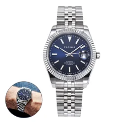 Parnis Men's Automatic Mechanical Watch Miyota 8215 Movement Stainless Steel Band Date Window 50M Waterproof Business Wristwatch