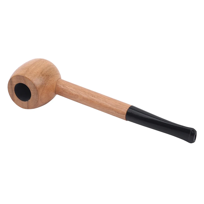 Nice Handmade Nature Solid Red Wood Straight Smoking Pipe Round Wood Tobacco Wooden Pipe Filter