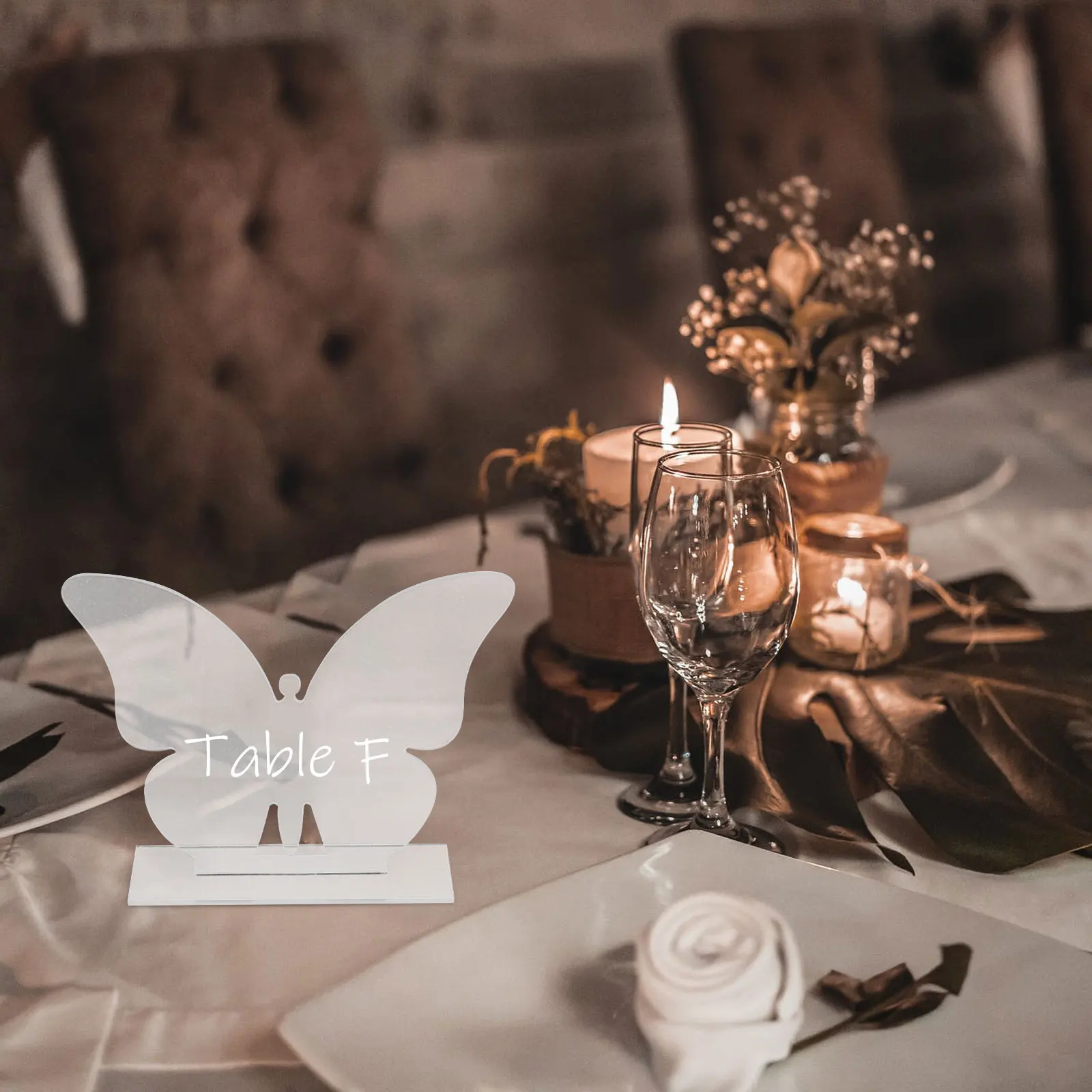 

6 Sets Blank Acrylic Table Number Signs 2mm White Butterfly for Wedding Party Banquet Restaurant DecorReusable