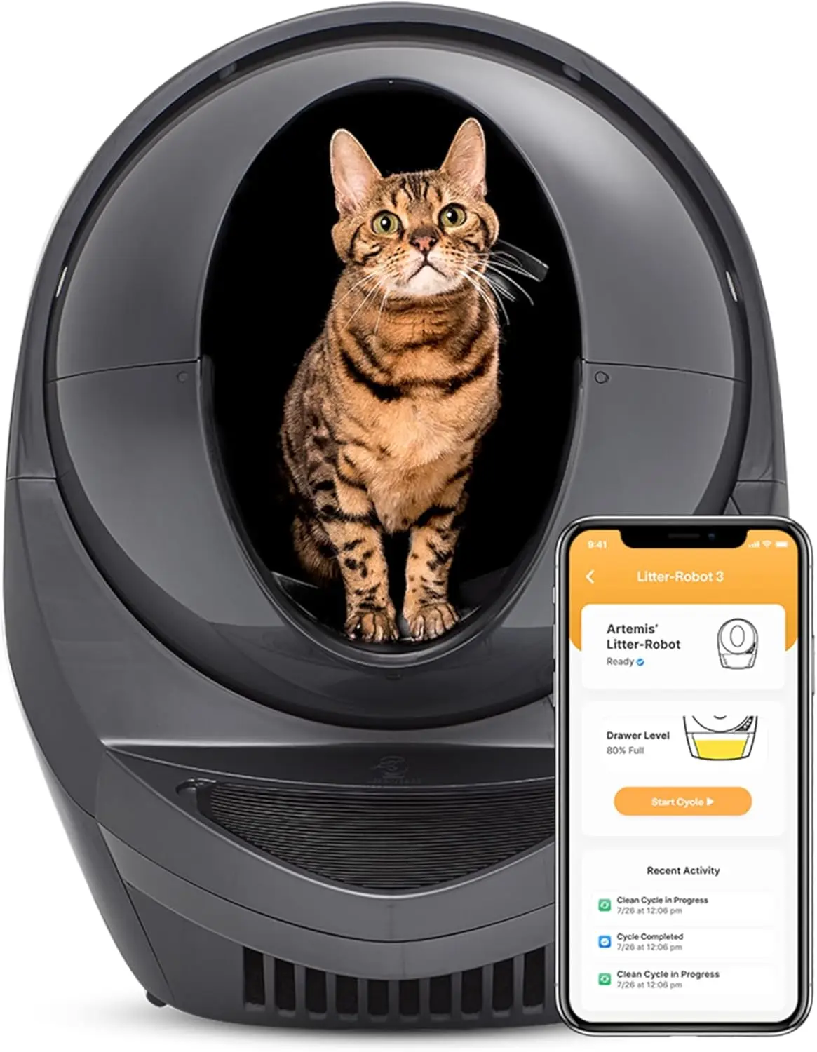 USA Self-Cleaning Cat Litter Box, Helps Reduce Litter Box Odors, Works with Almost Any Clumping Litter, Litter & Housebreaking