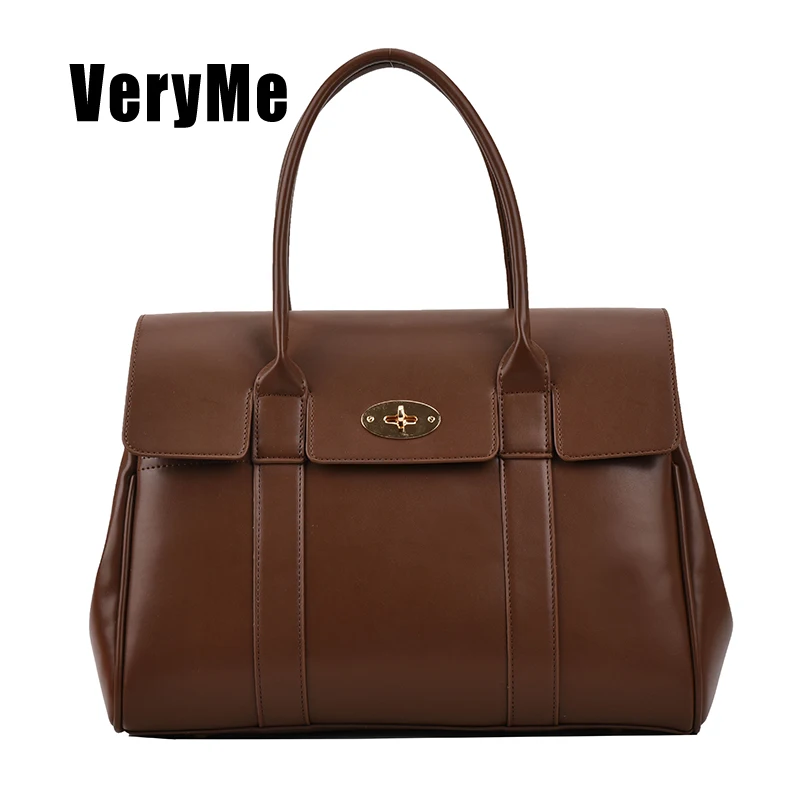 VeryMe กระเป๋าถือสตรีขนาดใหญ่กระเป๋าถือสุภาพสตรีกระเป๋าถือสำหรับเดินทาง Luxury ยี่ห้อ Pu กระเป๋าเอกสารหนัง