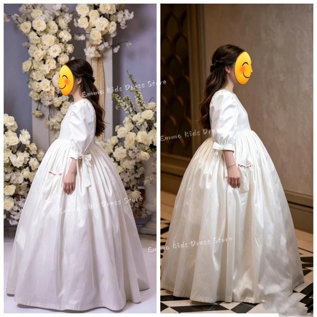 Customized Bridesmaid Ivory Flower Girl Dress  For  Lace Tulle  Puffy Milk Elegant Kids Birthday Party Wedding Infant Ball Gown