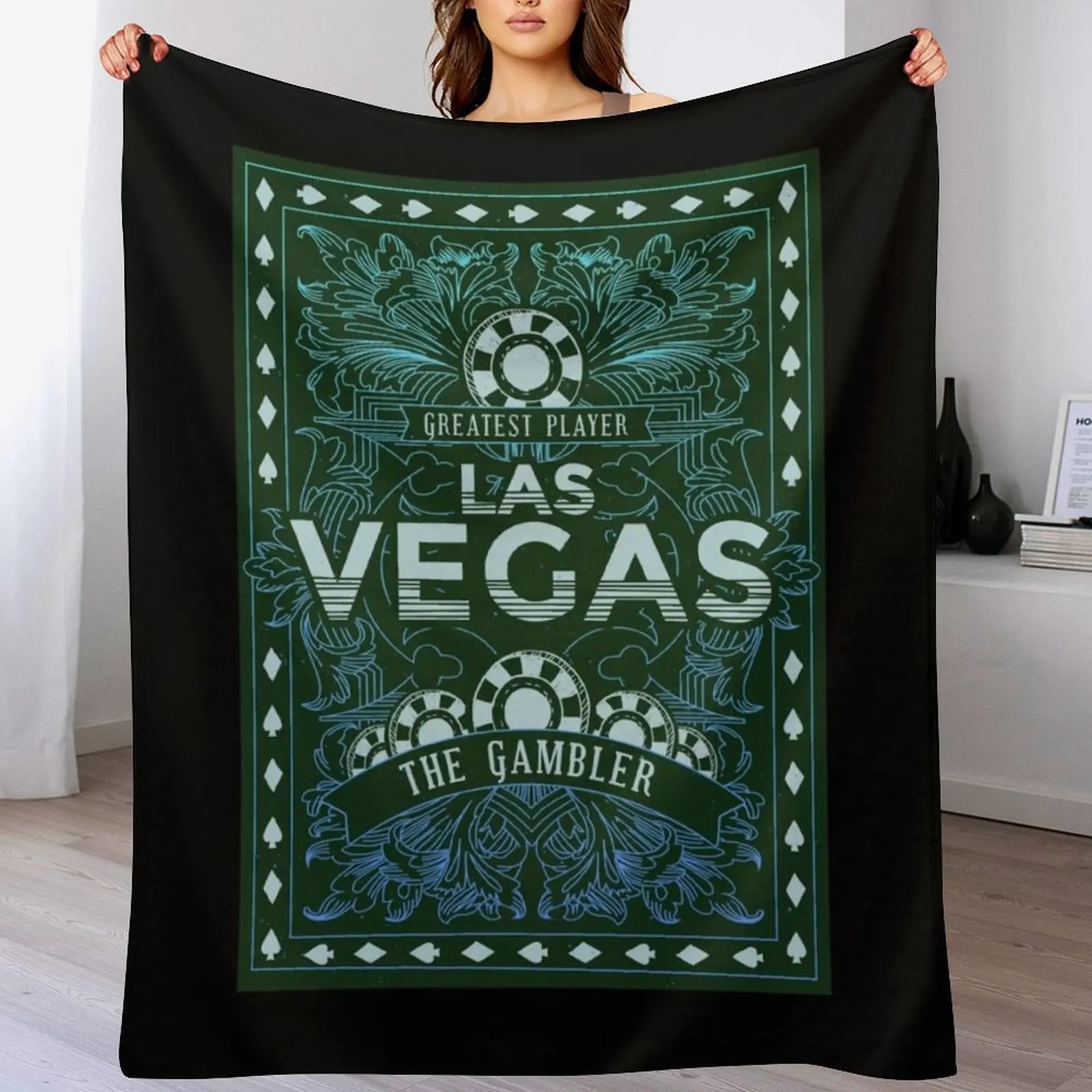 Las Vegas Gambler T-Shirt. Throw Blanket Comforter Thermals For Travel Blankets