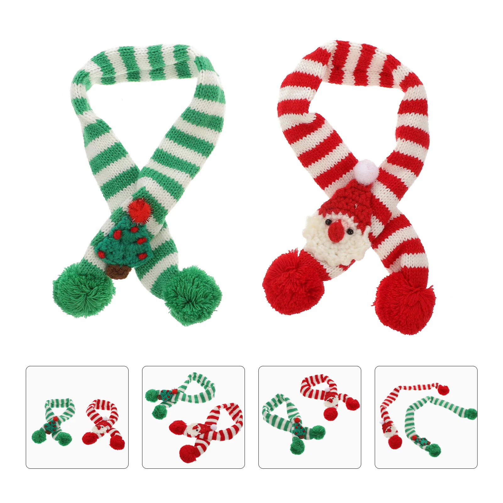 

2 pcs Christmas Pet Scarves Knitted For Cats Dogs Festive Winter Accessory Lightweight Soft Holiday Party Use Pet Christmas