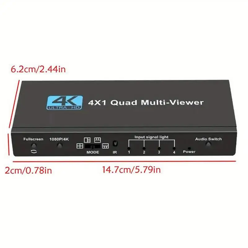 Split Screen TV Quad Screen Multiviewer 4-in-1 Digital Seamless Multi-Display Adapter 4K für Spielesetup Konferenzraum Sicherheit