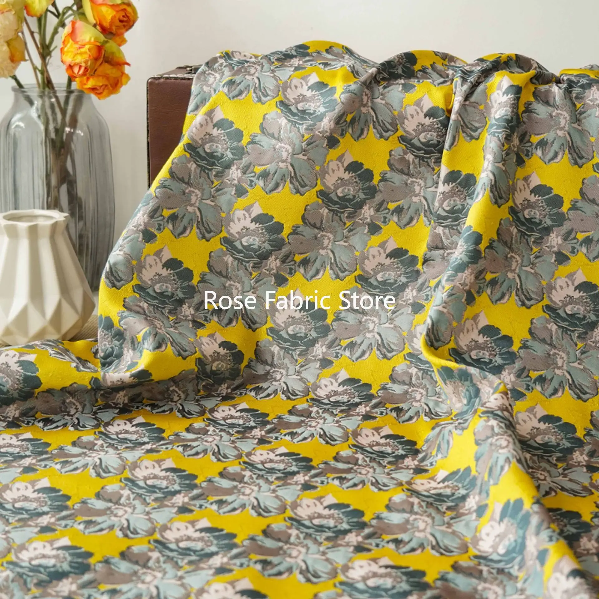 

1-метровая картина маслом в стиле цветочного рельефа, жаккардовая ткань, ретро-платье, пальто, юбка, сумка, декоративная швейная ткань