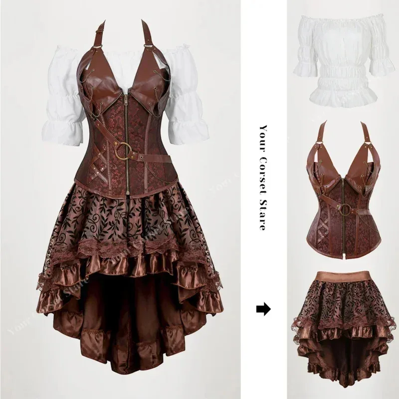 Sky06 Steampunk 코르셋 드레스 플러스 사이즈 르네상스 블라우스 중세 steampunk 의상 여성 고딕 코르셋 underbust 해적 66liU &