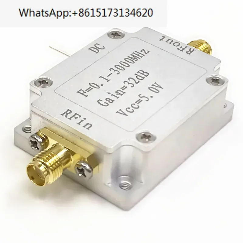 

RF: Wideband, 0.1-3000MHz, gain, 32dB, power supply, 5V amplifier