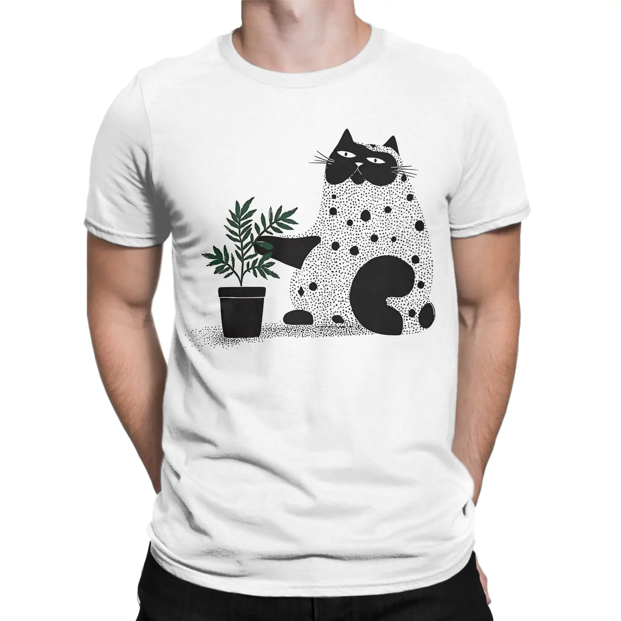 Men Women's T-Shirts Yayoi Kusama Cat Polka Dot Hipster 100% Cotton Tee Shirt Short Sleeve  T Shirts Crewneck Clothes Gift Idea