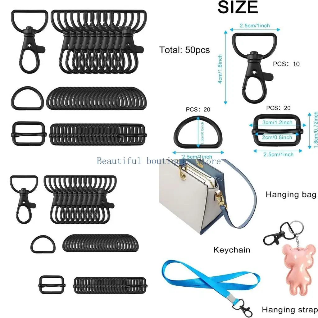 U4LF Sturdy Keychain with Spring Hook and Rope Functional Keychain with Unique Buckles Carabiners Keychain Making Supplies