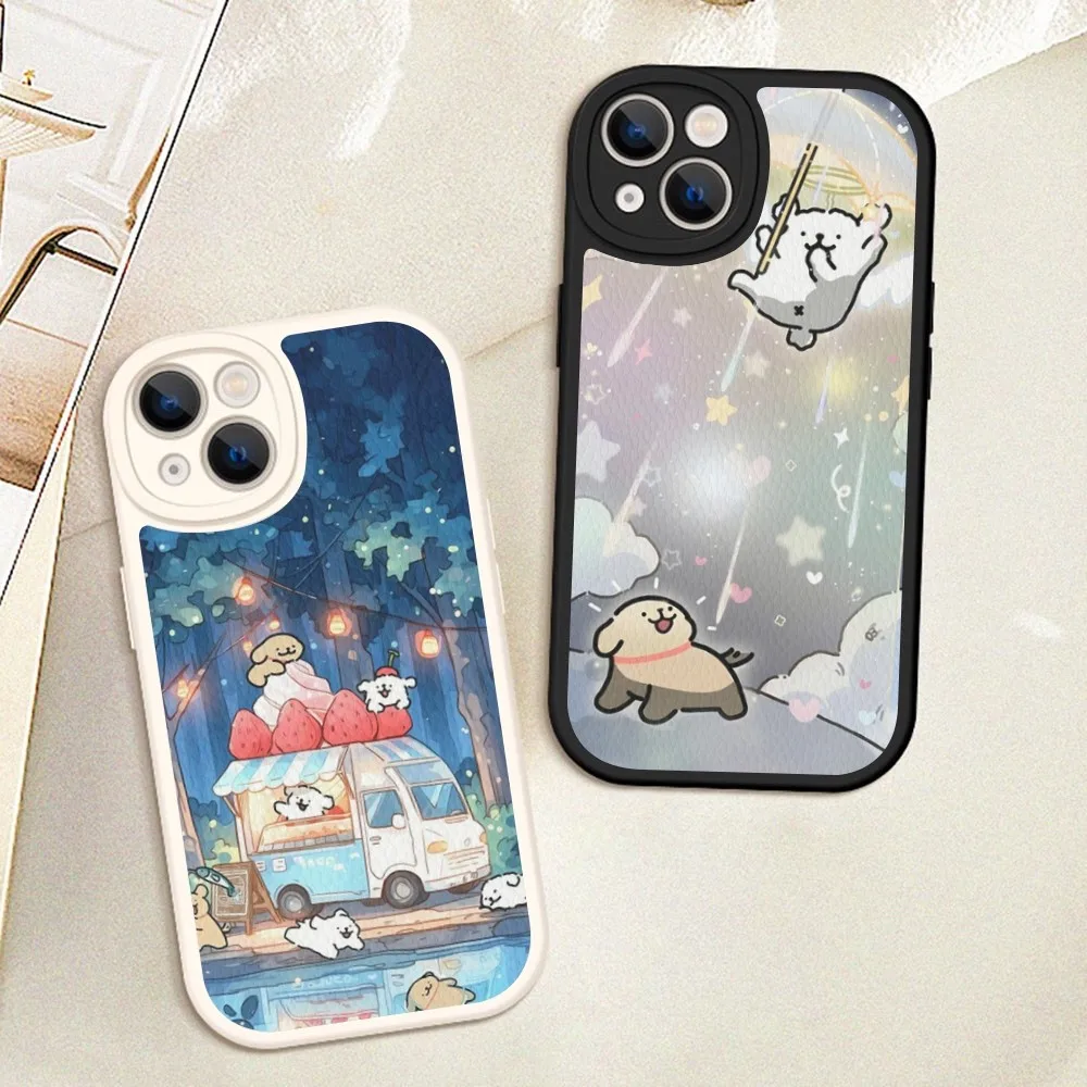 

Cartoon L-Line D-Dog Phone Case Hard Leather For iPhone 16 15 14 13 12 Mini 11 14 Pro Max Xs X Xr 7 8 Plus Fundas