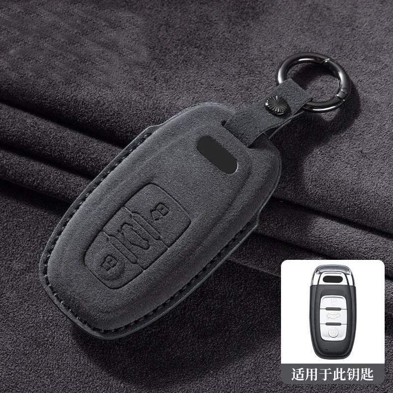 Für Audi A3 A4 A5 B9 A6 A7 4K A8 Q3 Q4 Q5 Q8 C8 D5 SQ8 Autoschlüssel-Hülle aus Wildleder, Schlüsselanhänger-Schutzhülle – Detail 12
