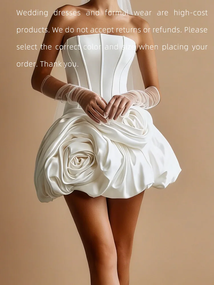 Klasyczne sukienki ślubne bez ramiączek, gorsetowe, bez rękawów, z kwiatami, mini, suknie ślubne dla panny młodej, szyte na miarę.