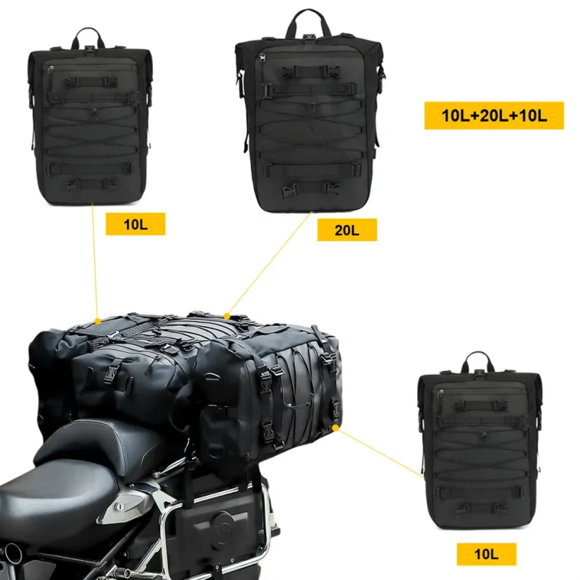 Motorcycle Back Seat Bag 10/20LWaterproof Multifunctional Saddle Side Luggage Bag cycling backpack Universal