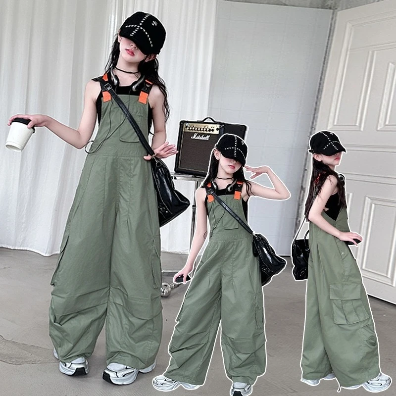 

Adjustable Strap Pants for Little Girls 2025 New Summer Girls Overalls Breathable Quick Dry Back To School Art Overalls Age5-8