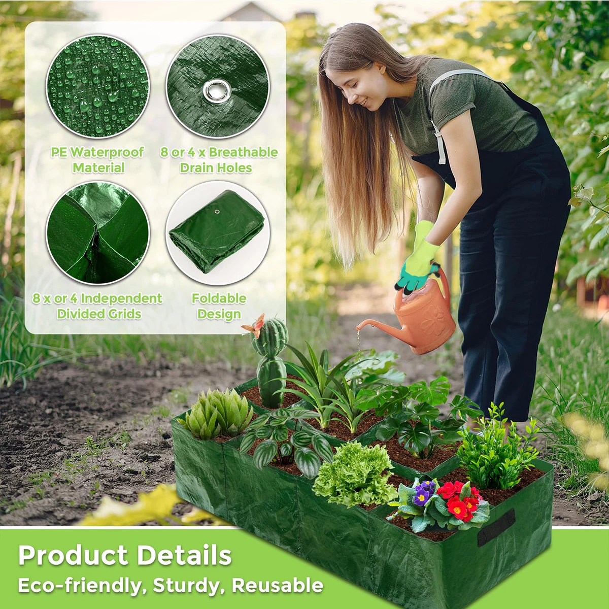 4/8 Grids Planting Bag Garden Cultivation Accessories Grow Indoor Bags for Plants Flower Pot Compost Pots Potato Vegetable