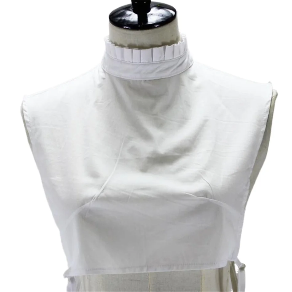 白いプリーツスタンドフェイク襟女性セーター取り外し可能な襟女の子のための秋綿ヴィンテージ偽襟女性ファッション