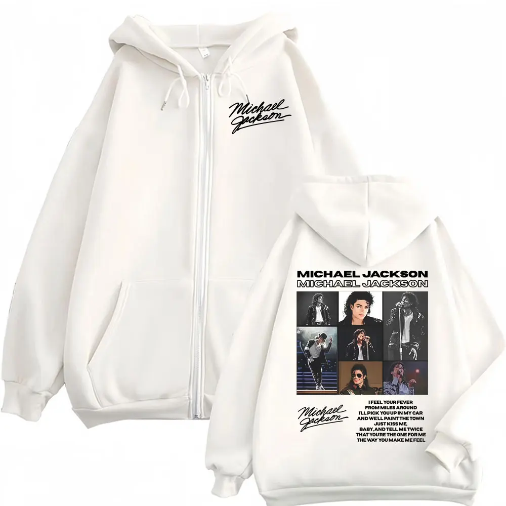 King of Pop Michael Jackson Tour Zipper Hoodies Herrenmode High Street Jacke Sweatshirts Lässige Oversize-Pullover mit Reißverschluss – Detail 7