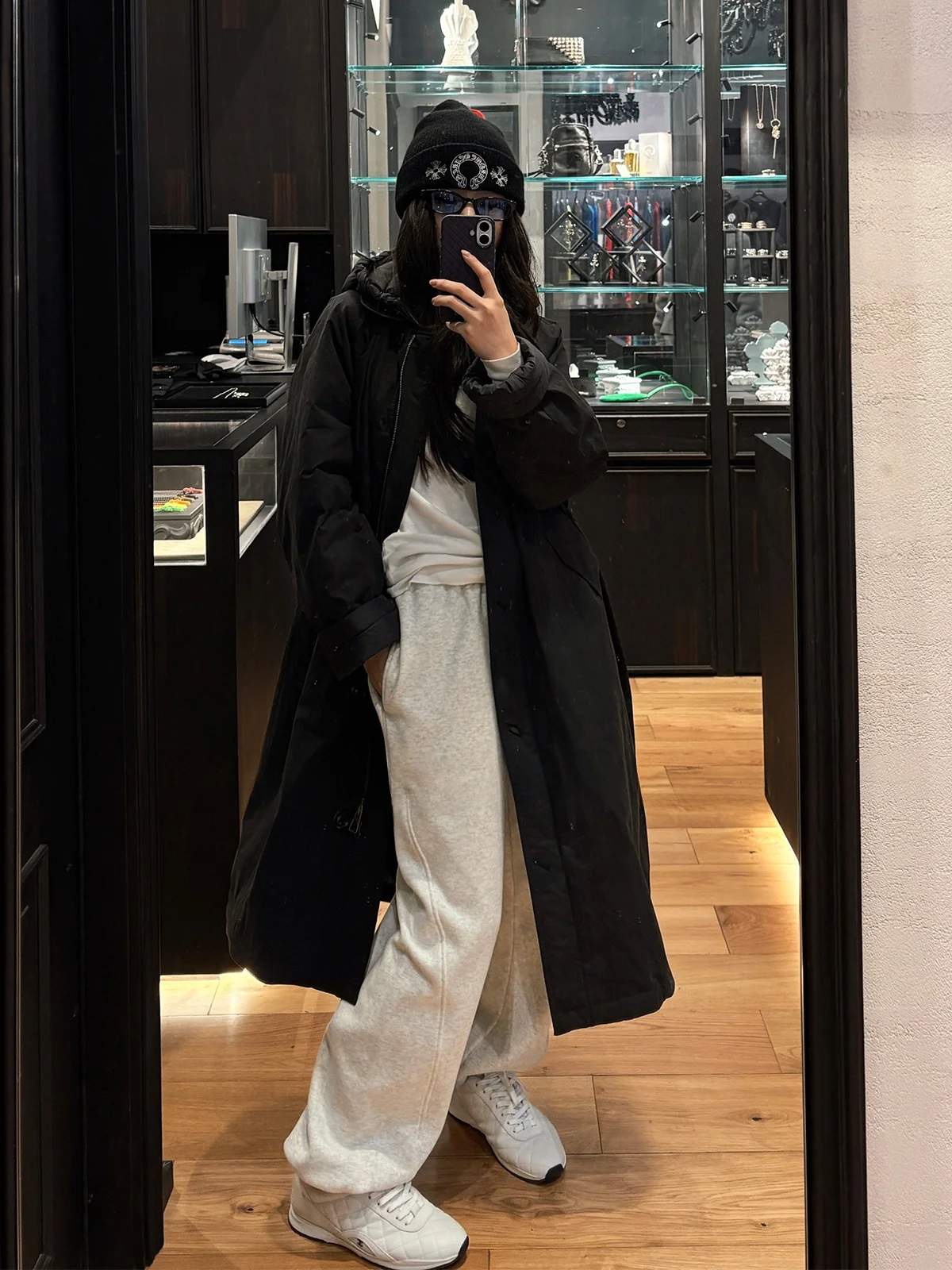 

ZONE Women's Long Hooded down Jaet 90% White Goose down Warm Casual Sle Zipper Closure Streetwear Winter Coat