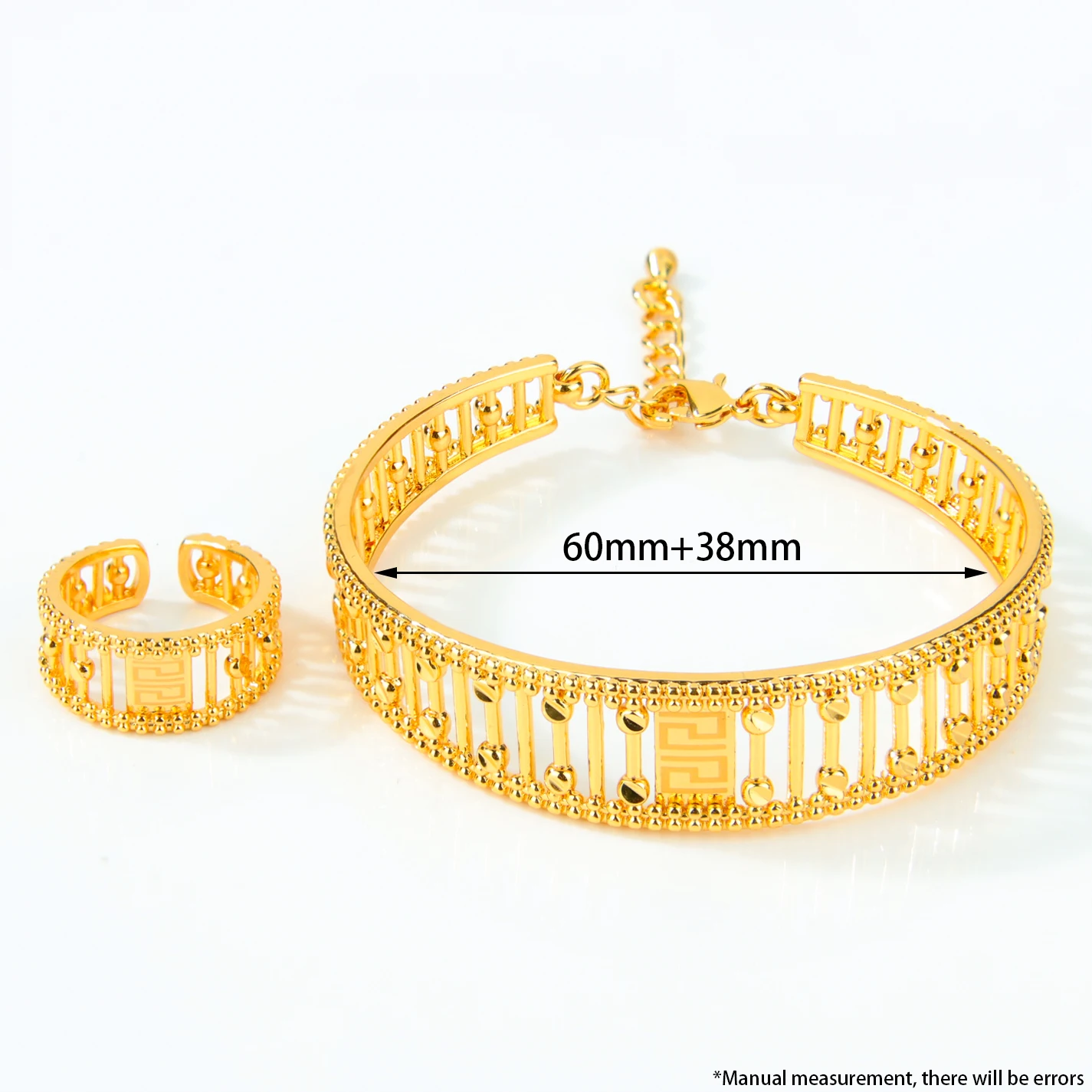 Dubai Mode Zirkonia Schmuckset 21k Vergoldet Monaco Mode Hip-Hop Offene Armreifen Ring Arabische Damen Event Party Schmuckstücke – Detail 5