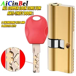 Anti-Theft Cilindro Door Lock Core, Duplo Aberto, Todo o Cobre, AB, Acesso à moda antiga, Tipo Universal, 8 Pcs Chaves